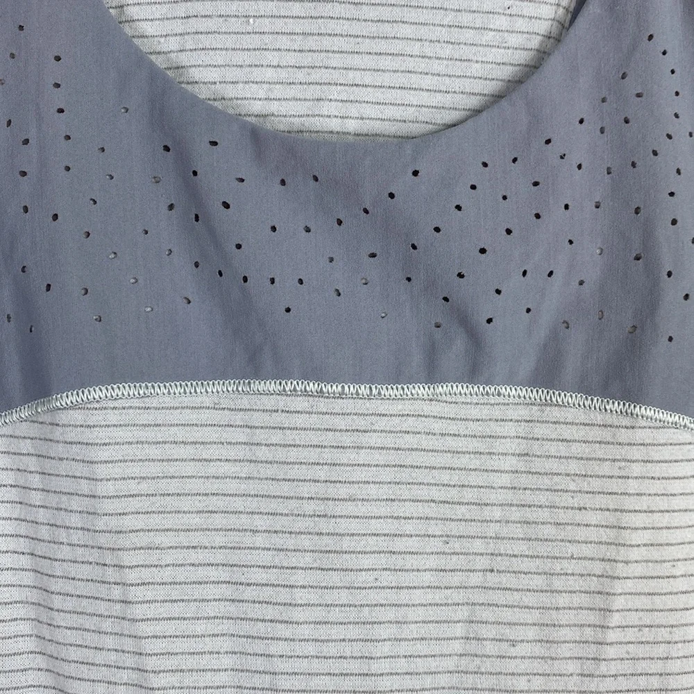 Lululemon Small Gray with Blue/Gray Split Back Running Yoga Fitness Tank Top.